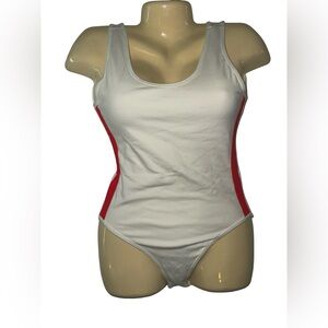 Forever 21 White Bodysuit with Red Accents